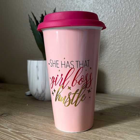 • NEW Girl Boss Hustle ceramic tumbler with silicone lid • - Picture 1 of 6